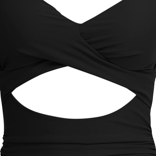 Women’s One-Piece Swimsuit — Tummy Control, Cutout Design & High-Waisted Bathing Suit