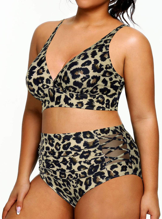 Women's Plus-Size Bikini — High-Waisted Tummy Control Two-Piece Swimsuit