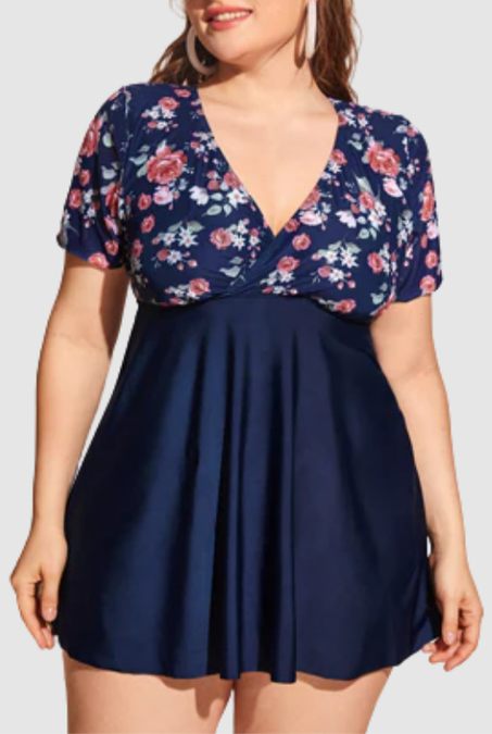 Curvy Floral Bliss Plus-Size Bikini Set with High-Waist Coverage