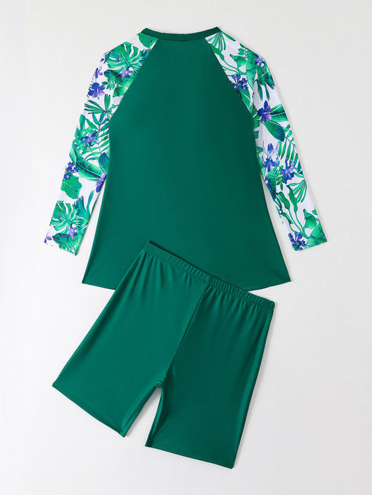 Tropical Dream Plus-Size Two-Piece Swim Set with High-Waist Coverage