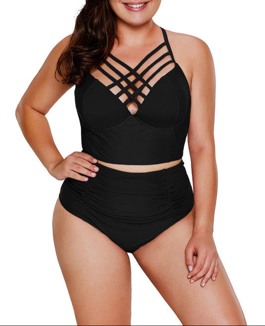 Curvy Chic Plus-Size High-Waist One-Piece Swimsuit with Tummy Control