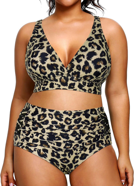 Women's Plus-Size Bikini — High-Waisted Tummy Control Two-Piece Swimsuit